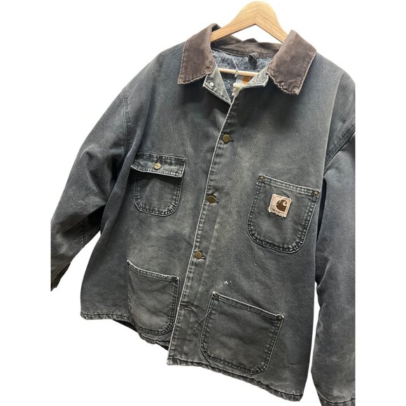 Carhartt Other - Carhartt Vintage 90's Petrol Gray Distressed Canvas Chore Barn Coat